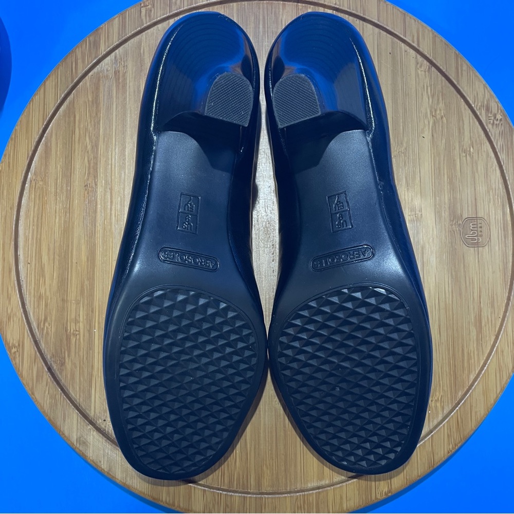 Aerosoles Wise Guy Leather Pumps Black Slip-On Kitten Heel Dress Shoes Size 9M - Picture 7 of 8